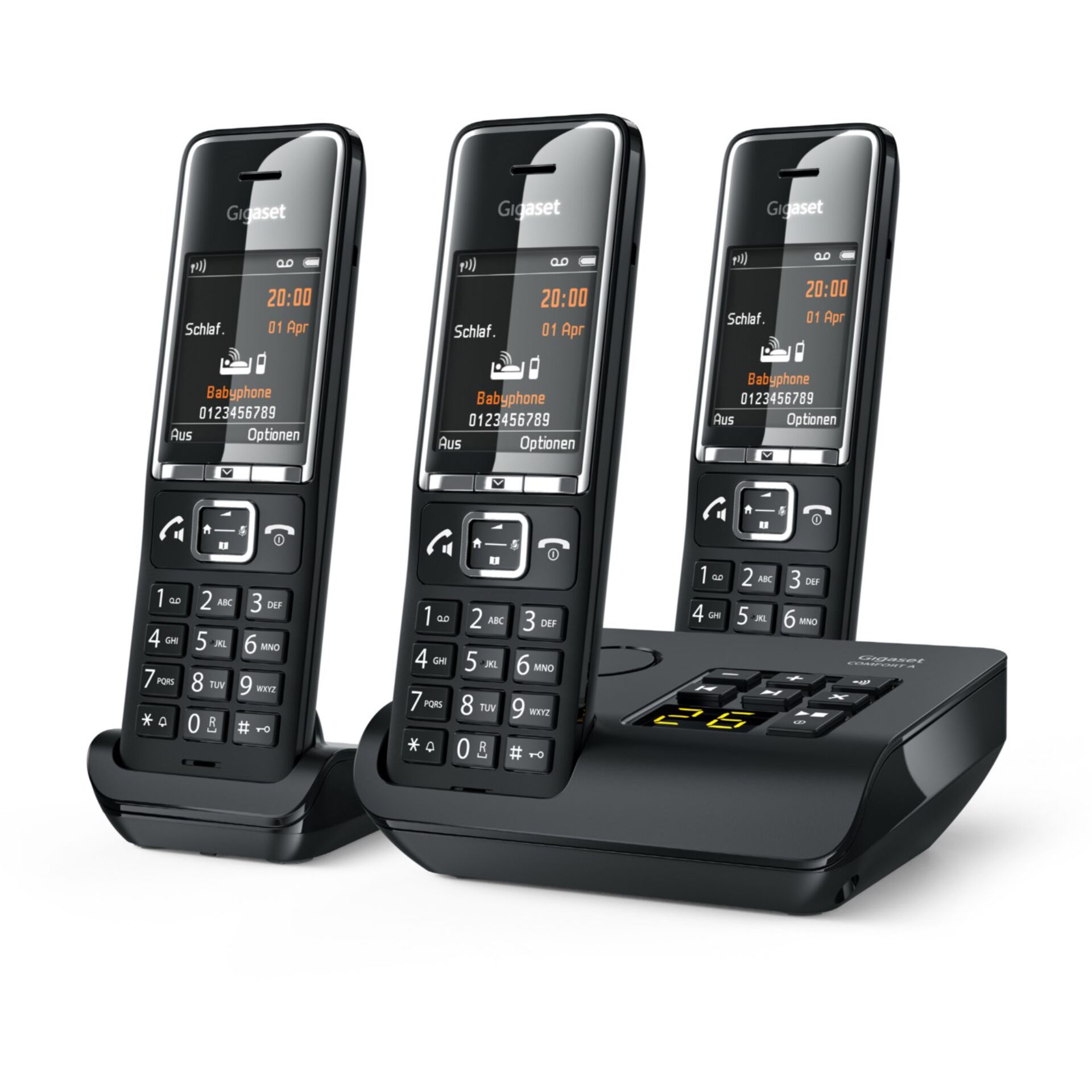 Gigaset COMFORT 550A trio black chrome DECT telefon s tri slušalice